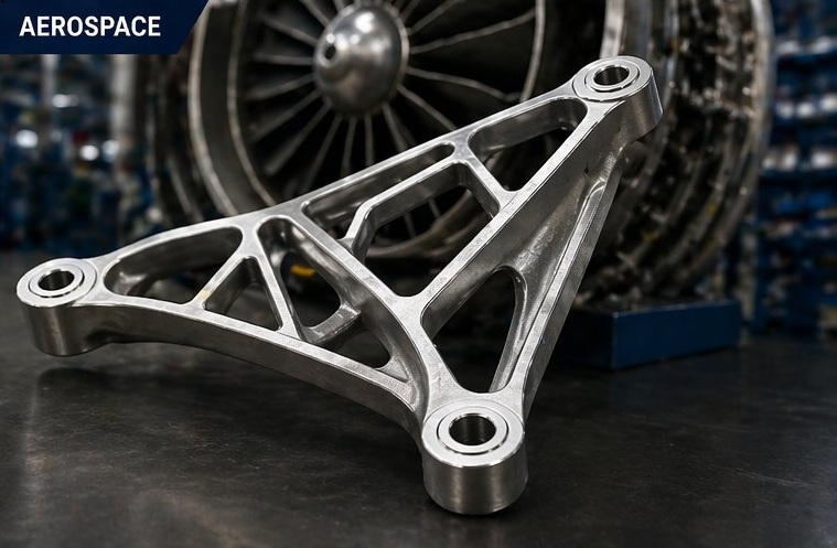 Engine Bracket Lightweight Redesign – titanium aerospace bracket with jet engine